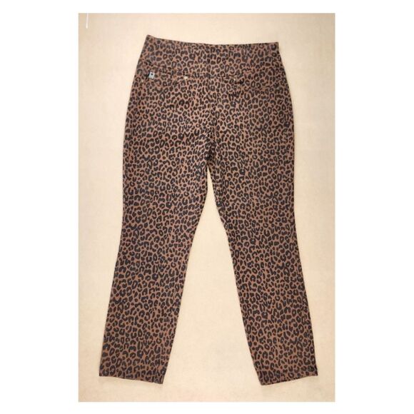 Belle by Kim Gravel TripleLuxe Twill Jeans Leopard Animal Print size 8P LNC - Picture 1 of 12